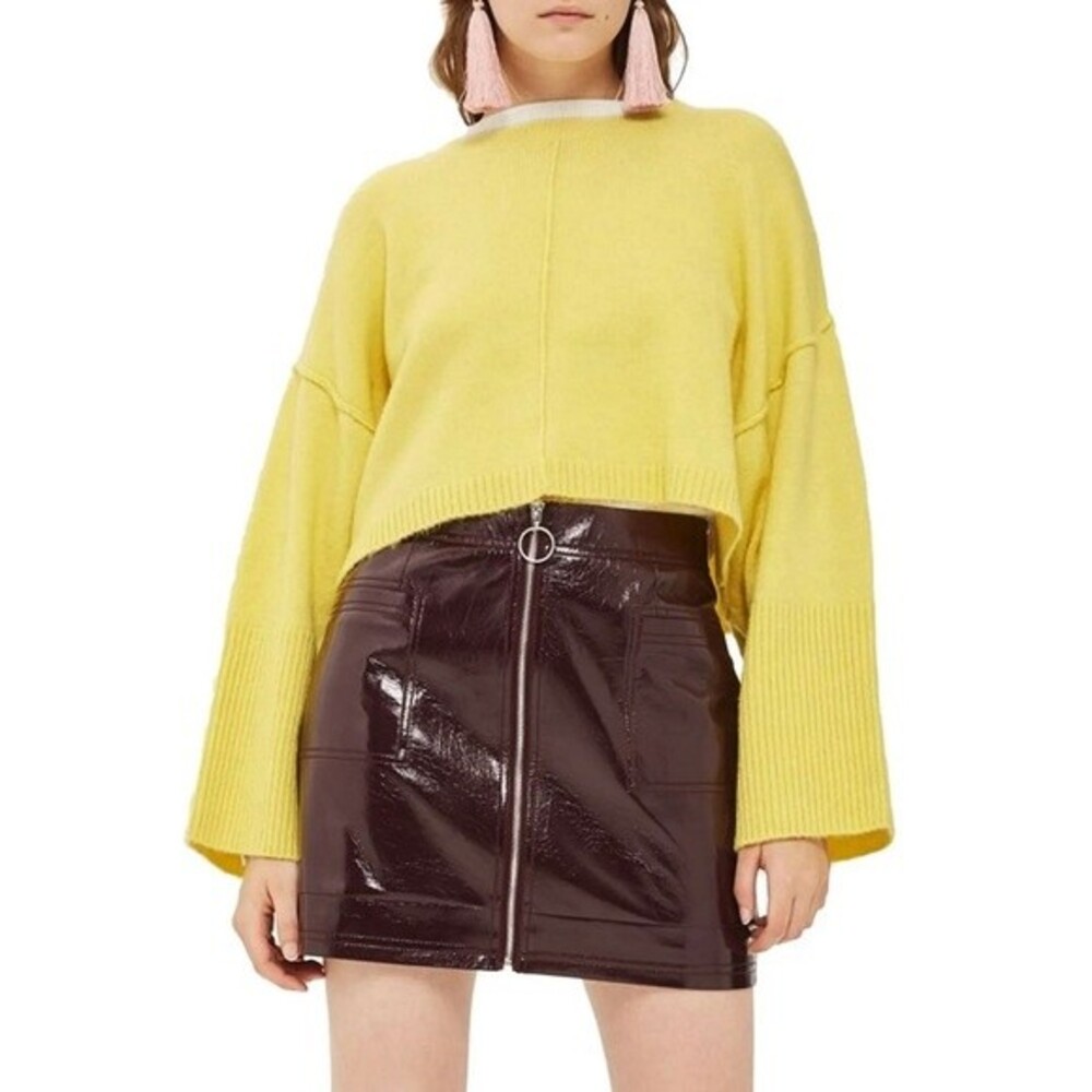 Topshop Wide Sleeve Crop Sweater in Yellow 6 NWOT